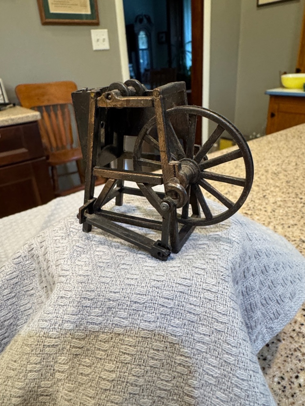 Antique-Style Cast Iron Wheel Model in Dark Bronze Pencil Sharpener